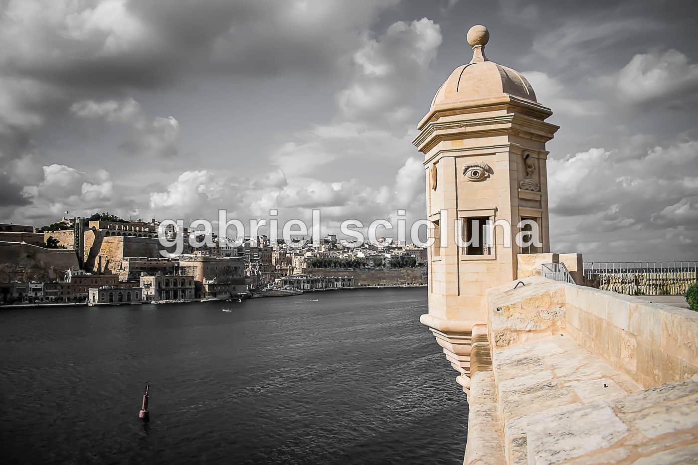 An atmospheric toned photograph of Maltese houses and traditional balconies. — Photograph 672 by Gabriel Scicluna